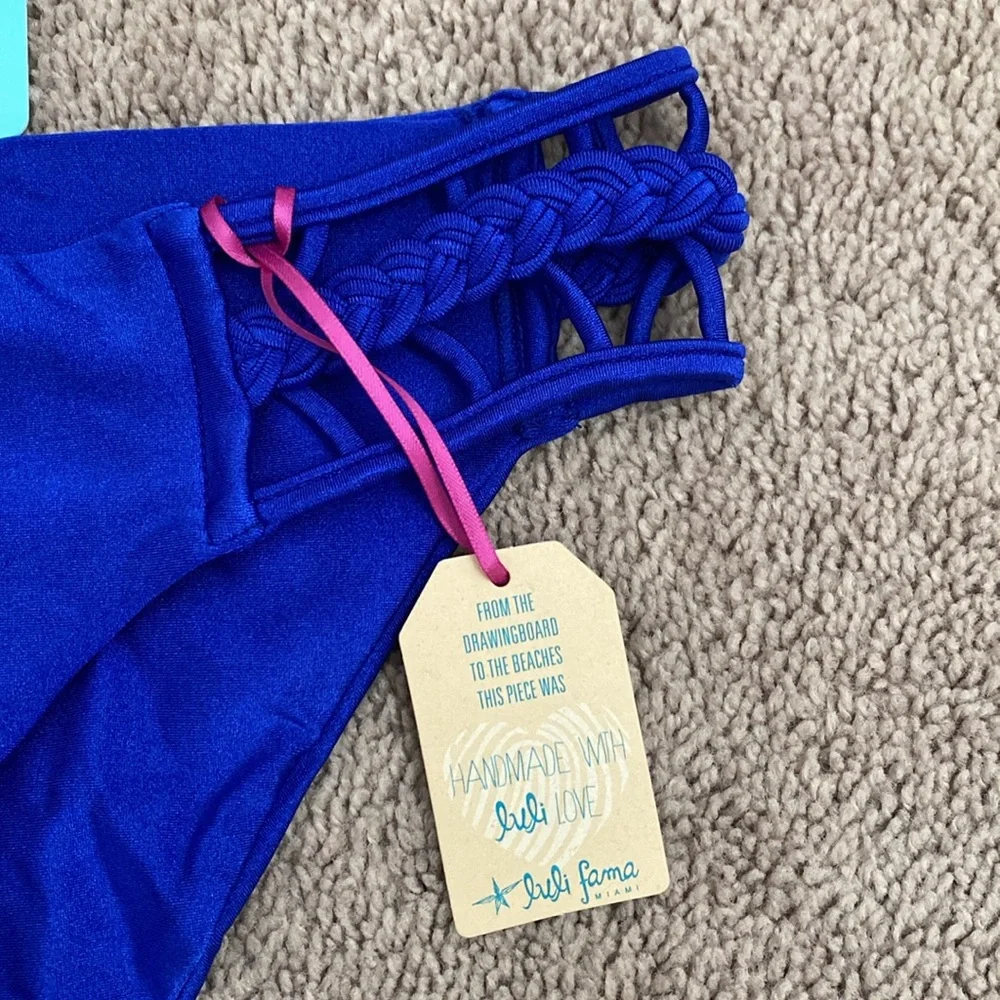 Luli Fama Kiss The Wave Triangle Top And Strings To Braid Full Bottom Size XS - Picture 7 of 15